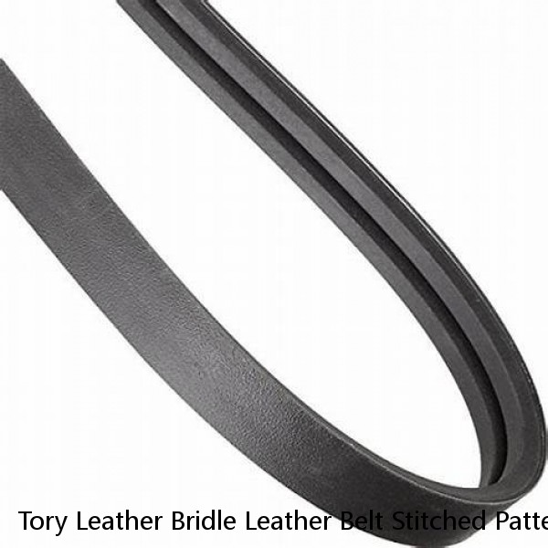 Tory Leather Bridle Leather Belt Stitched Pattern Brass Buckle Belt Havana U-2-V