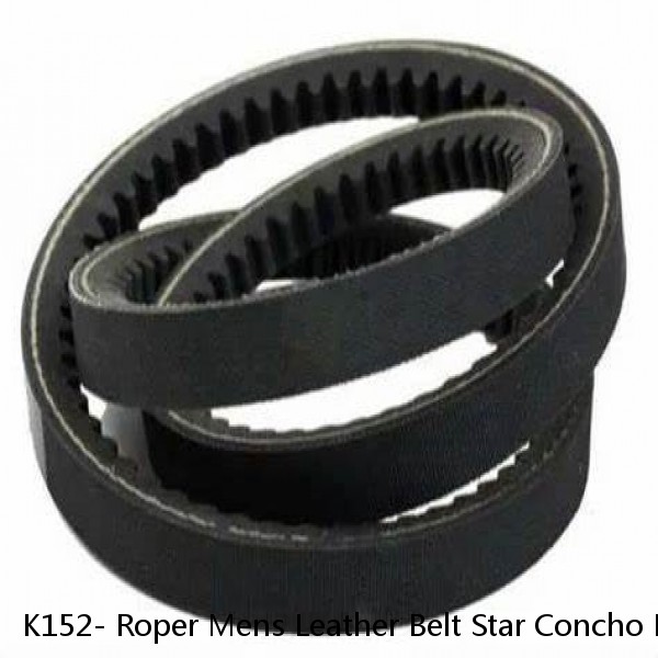 K152- Roper Mens Leather Belt Star Concho Engraved Buckle Brown U-R-VX