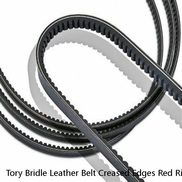 Tory Bridle Leather Belt Creased Edges Red Ribbon Between Buckle Black U-6-VX #1 image
